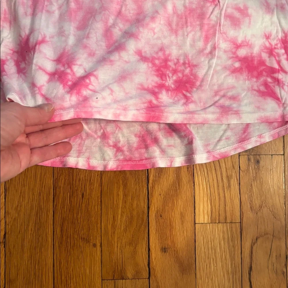 Justice Pink and White Tie-Dye Short Sleeve Tunic Tee
